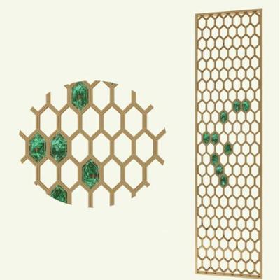 Luxury golden partition wall panel laser cut metal screen